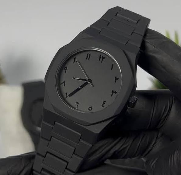 Luxury Arabic Numeral Men's Analog Watch – Premium Stainless Steel Waterproof Wrist Watch (Black)