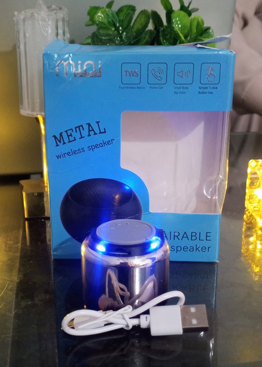 Mini Wireless Bluetooth Speaker with LED Lights – Portable TWS Metal Speaker with USB Charging