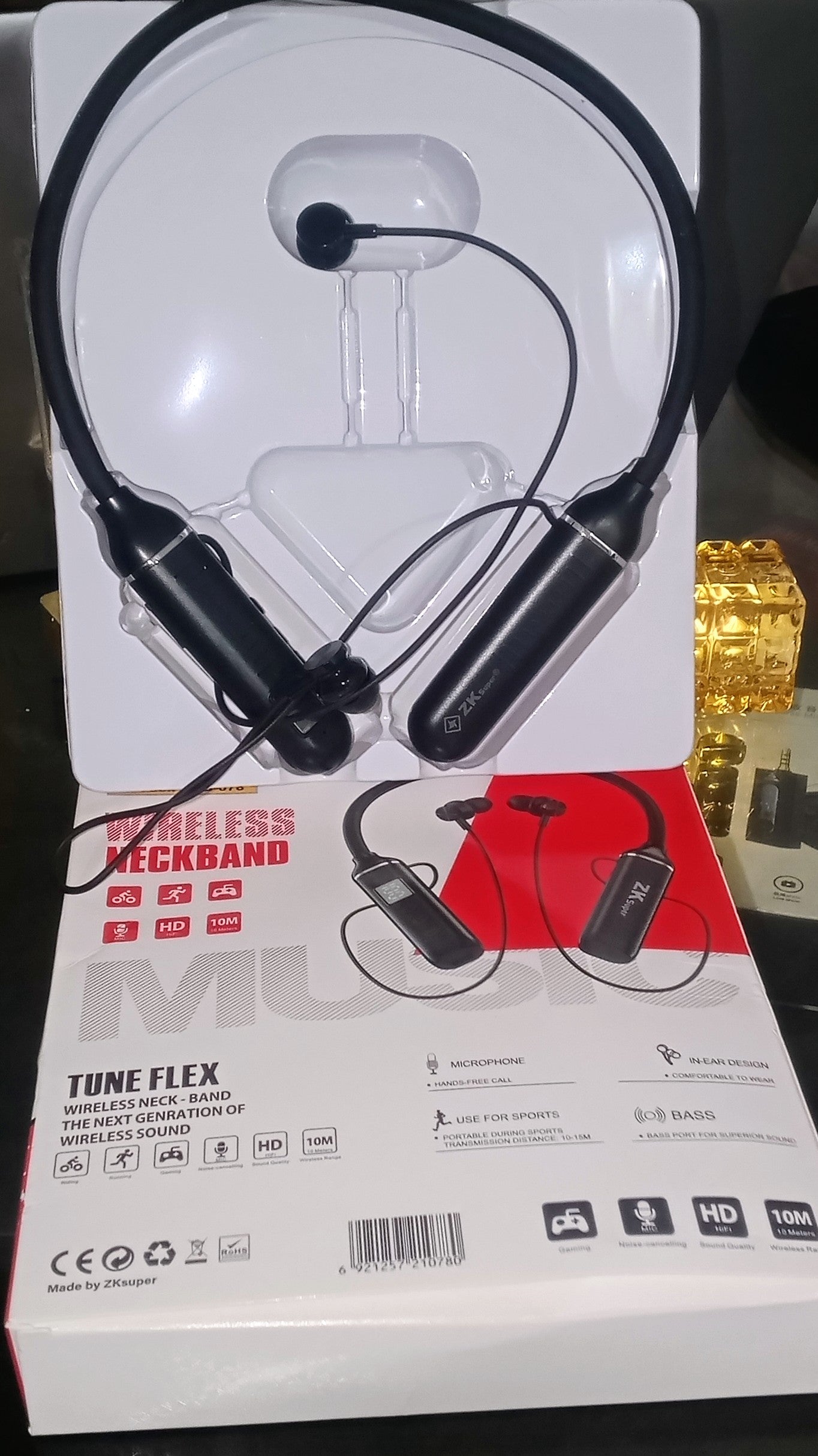 ZK Super ZNB-078 Bluetooth Sports Headset – Wireless Neckband Earphones with Powerful Bass