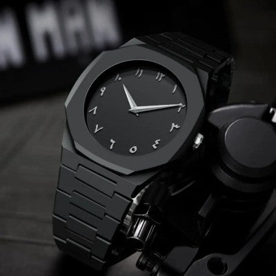 Luxury Arabic Numeral Men's Analog Watch – Premium Stainless Steel Waterproof Wrist Watch (Black)