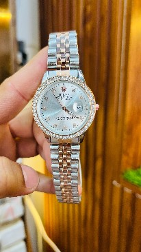 Luxury  Stainless Steel Analog Watch – Elegant Diamond Crystal Quartz Wrist Watch