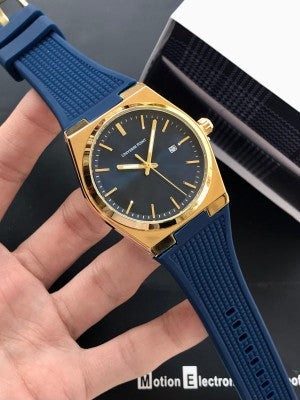 Luxury Men's Analog Quartz Watch – Stainless Steel Case with Silicone Strap