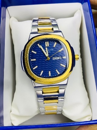 Luxury Men's Stainless Steel Analog Quartz Watch – Day & Date Display | Multiple Color Variants