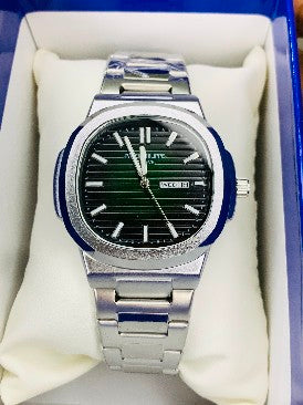 Luxury Men's Stainless Steel Analog Quartz Watch – Day & Date Display | Multiple Color Variants