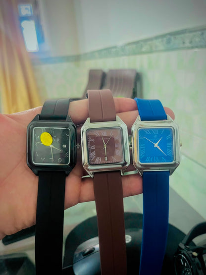 Stylish Square Dial Silicone Strap Watch for Men & Women – Casual Fashion Wristwatch