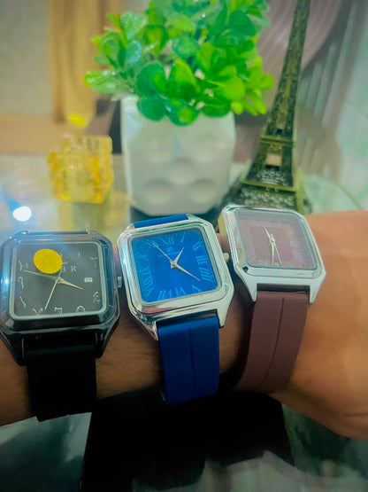 Stylish Square Dial Silicone Strap Watch for Men & Women – Casual Fashion Wristwatch