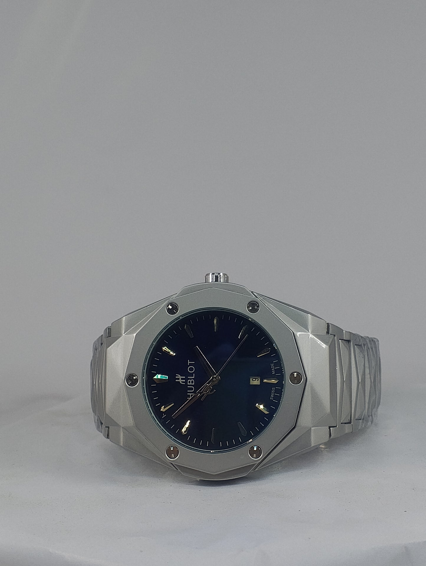 Luxury Stainless Steel HUBLOT Men's Analog Watch – Blue Dial | Premium Business & Casual Wristwatch