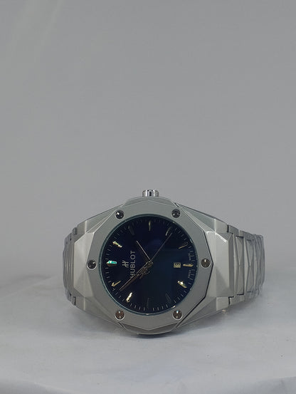 Luxury Stainless Steel HUBLOT Men's Analog Watch – Blue Dial | Premium Business & Casual Wristwatch