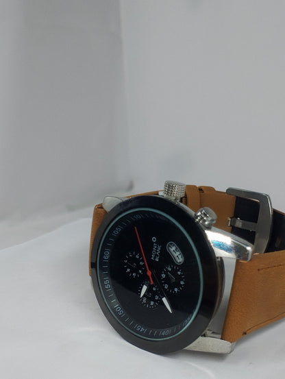 Luxury Men's Leather Strap Analog Watch – Black Dial | Premium Business & Casual Wristwatch