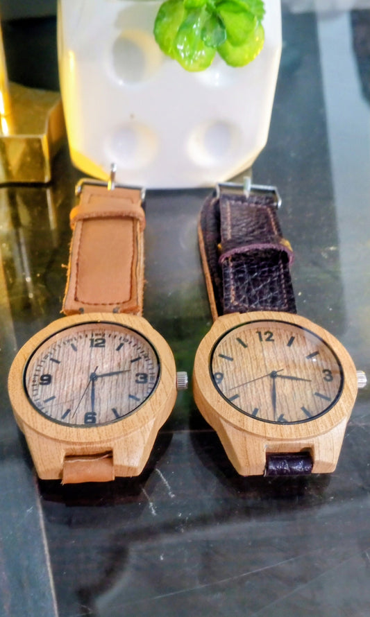 Premium Wooden Watch for Men – Stylish Natural Wood Dial with Genuine Leather Strap