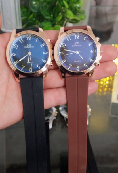 Stylish Analog Watch for Men – Blue & black Dial with Premium Silicone Strap | AW Collection