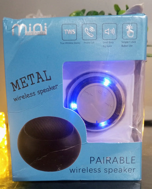 Mini Wireless Bluetooth Speaker with LED Lights – Portable TWS Metal Speaker with USB Charging