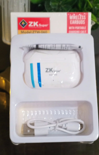 ZK Super ZTW-060 Wireless Earbuds – Bluetooth Earphones with Portable Charging Case