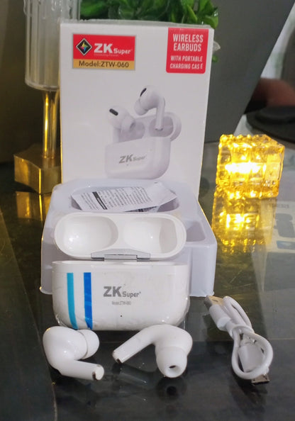 ZK Super ZTW-060 Wireless Earbuds – Bluetooth Earphones with Portable Charging Case