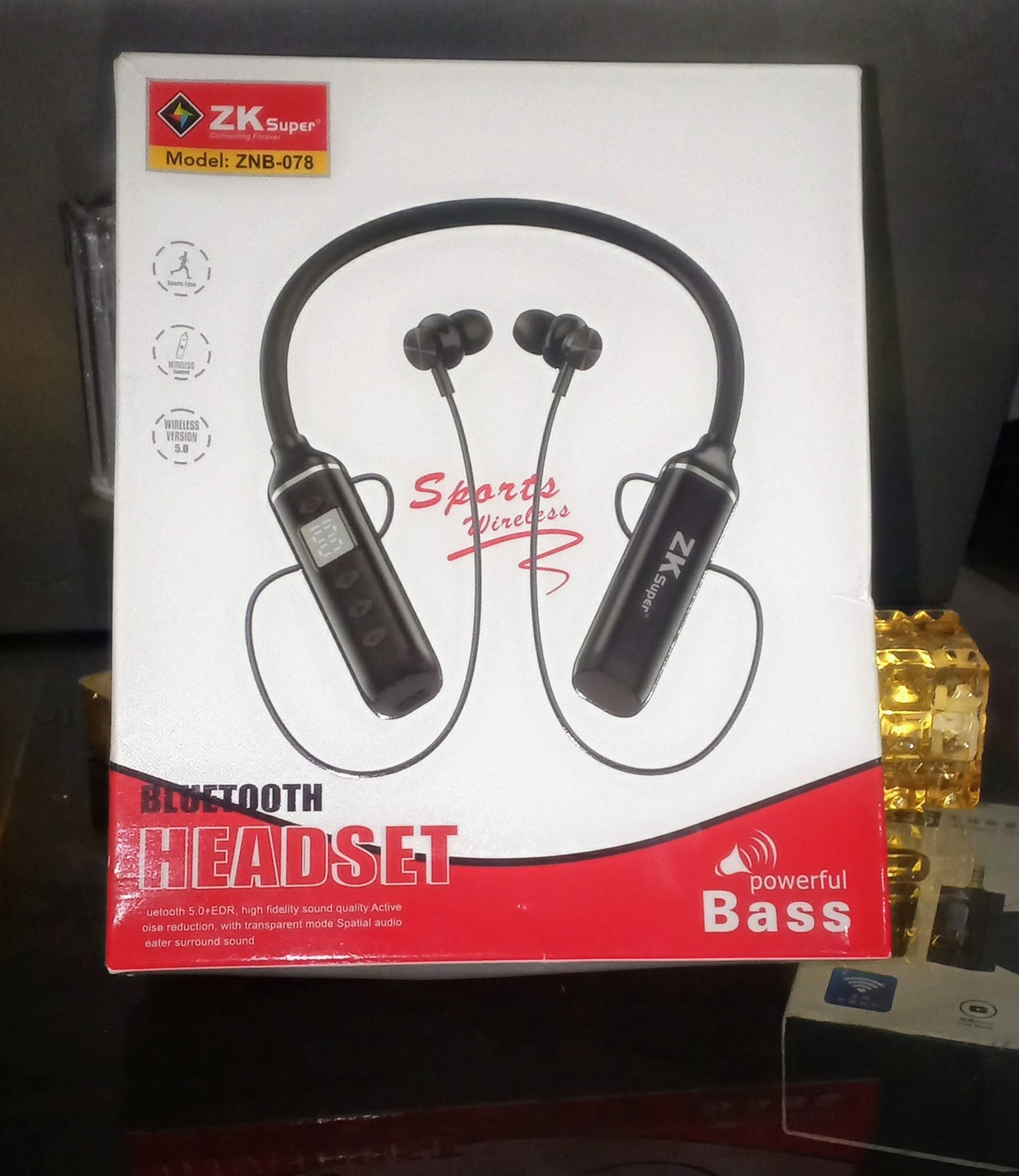 ZK Super ZNB-078 Bluetooth Sports Headset – Wireless Neckband Earphones with Powerful Bass