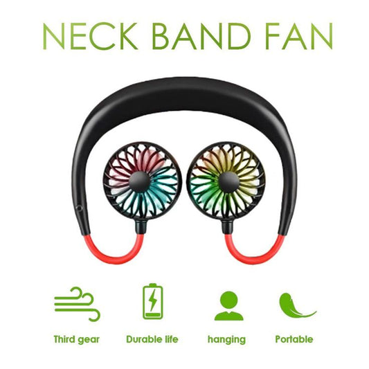 Portable USB Rechargeable Neck Fan – Hands-Free Wearable Cooling Fan with 3 Speed Modes