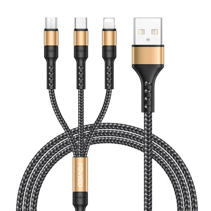 3-in-1 Fast Charging USB Cable – Nylon Braided Multi Charging Cable for iPhone, Type-C & Micro USB