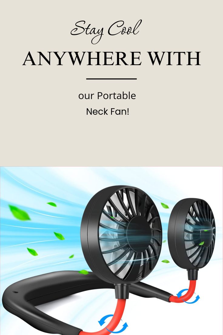 Portable USB Rechargeable Neck Fan – Hands-Free Wearable Cooling Fan with 3 Speed Modes