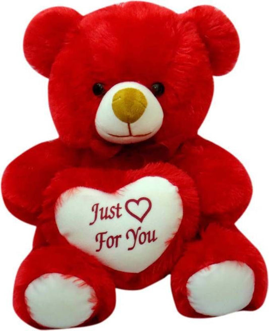 Cute Teddy Bear with Heart Cushion – Soft Plush Gift Toy (Available in Red & Pink)