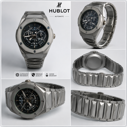 Luxury Stainless Steel HUBLOT Men's Analog Watch – Blue Dial | Premium Business & Casual Wristwatch